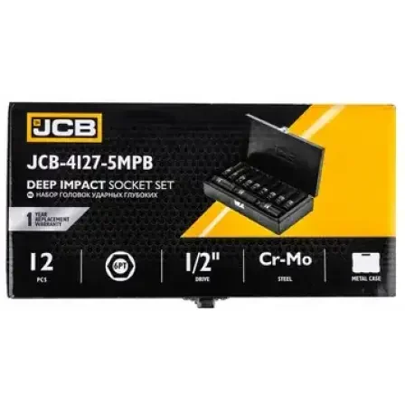 JCB hosszú dugókulcskészlet 1/2", 12 részes, 10–24 mm