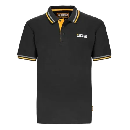 JCB fekete galléros póló